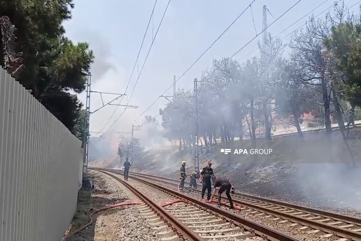 Babək propspektində açıq ərazidə yanğın başlayıb - <span class="red_color">FOTO