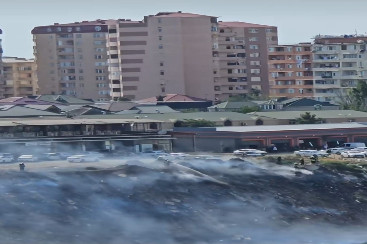 Bakıda açıq ərazidə yanğın başlayıb - <span class="red_color">FOTO