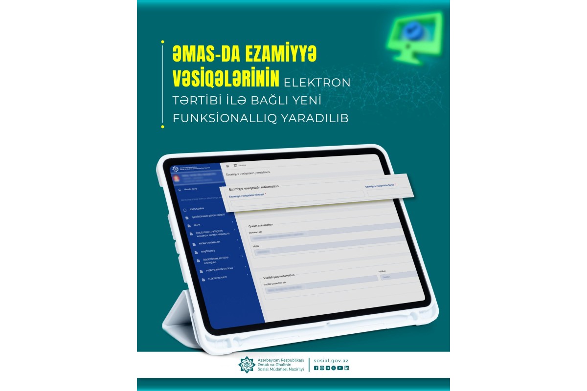 Ezamiyyə vəsiqələrinin elektron tərtibi ilə bağlı yeni funksionallıq yaradılıb