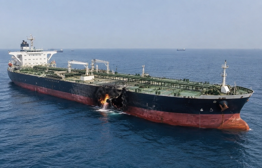 Radarını söndürən tanker Hörmüz boğazında minaya düşüb