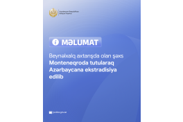 Beynəlxalq axtarışda olan şəxs Monteneqroda tutularaq Azərbaycana ekstradisiya edilib