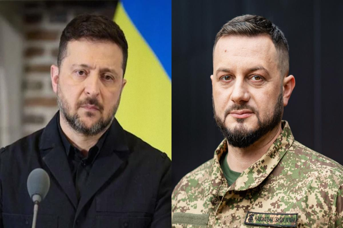 Ukrayna Prezidenti Volodimir Zelenski və "Xartiya" briqadasının komandiri İqor Obolenski