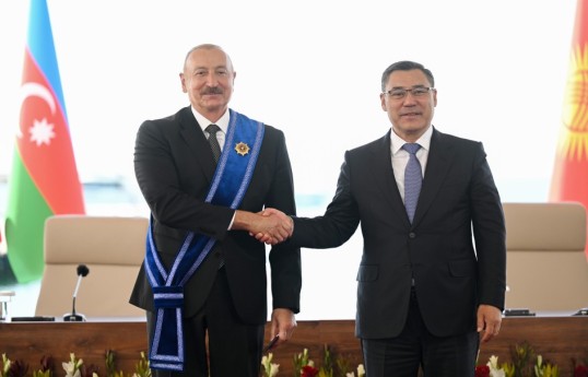 Sadır Japarov İlham Əliyevi Qırğızıstanın ali dövlət mükafatı – "Manas" ordeni ilə təltif edib - FOTO 