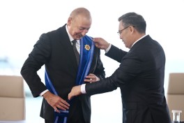 Sadır Japarov İlham Əliyevi Qırğızıstanın ali dövlət mükafatı – "Manas" ordeni ilə təltif edib - FOTO 