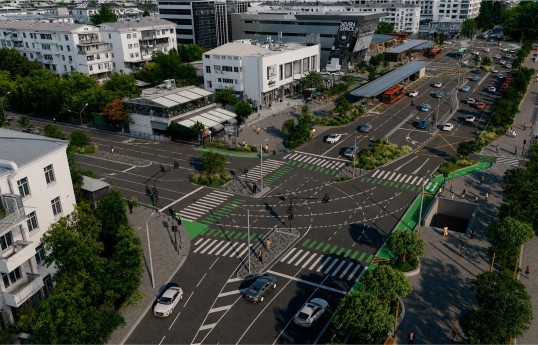 Təbriz küçəsində piyada və ictimai nəqliyyat infrastrukturu yenilənir