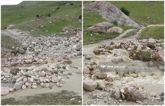 Qubada sel avtomobil yolunu yararsız hala salıb, tədbirlər görülür - FOTO 