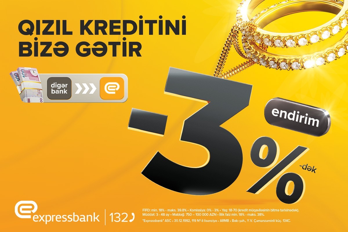 Qızıl kreditini bu banka gətirənlərə endirim var