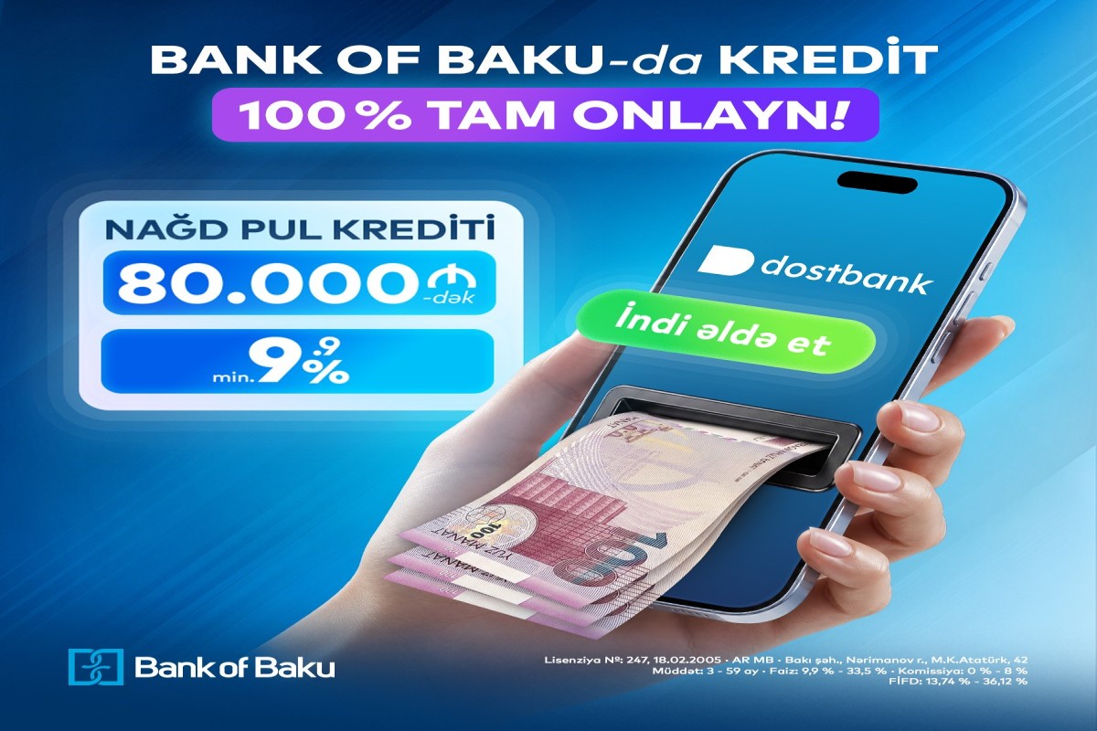 Bank of Baku-dan krediti 100% tam onlayn kredit əldə edin