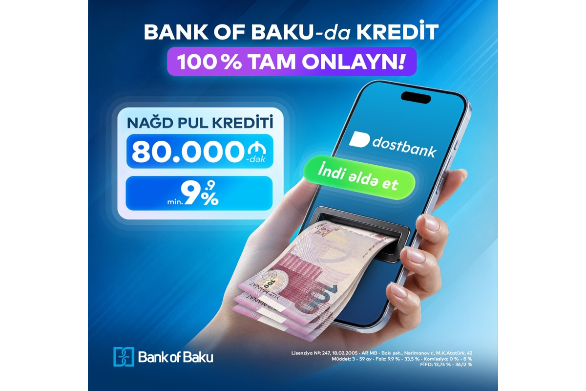 Bank of Baku-dan krediti 100% tam onlayn kredit əldə edin