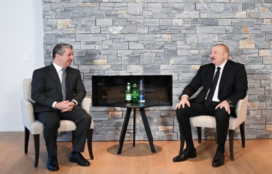 İraq Kürdüstan Regionunun Baş naziri Məsrur Bərzani, Azərbaycan Prezidenti İlham Əliyev