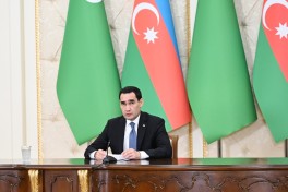 Azərbaycan və Türkmənistan prezidentləri mətbuata bəyanatlarla çıxış ediblər - FOTO 
