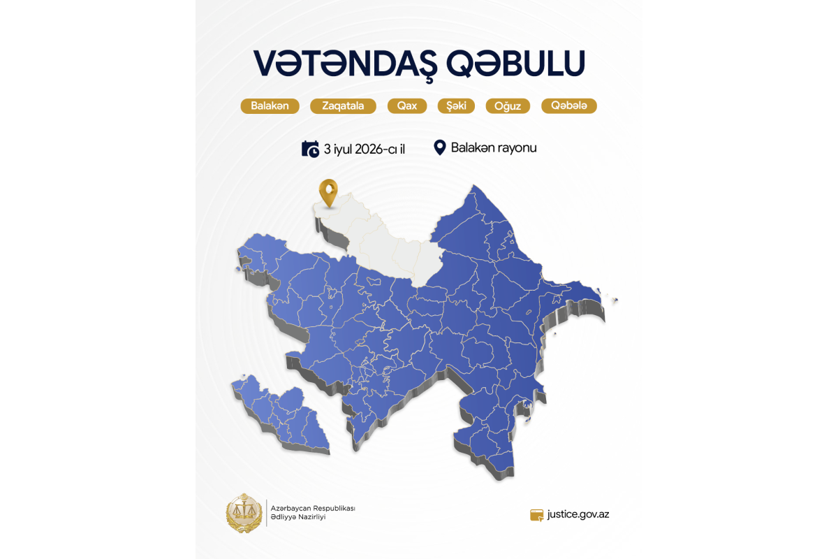 Ədliyyə naziri Balakəndə vətəndaşları qəbul edəcək