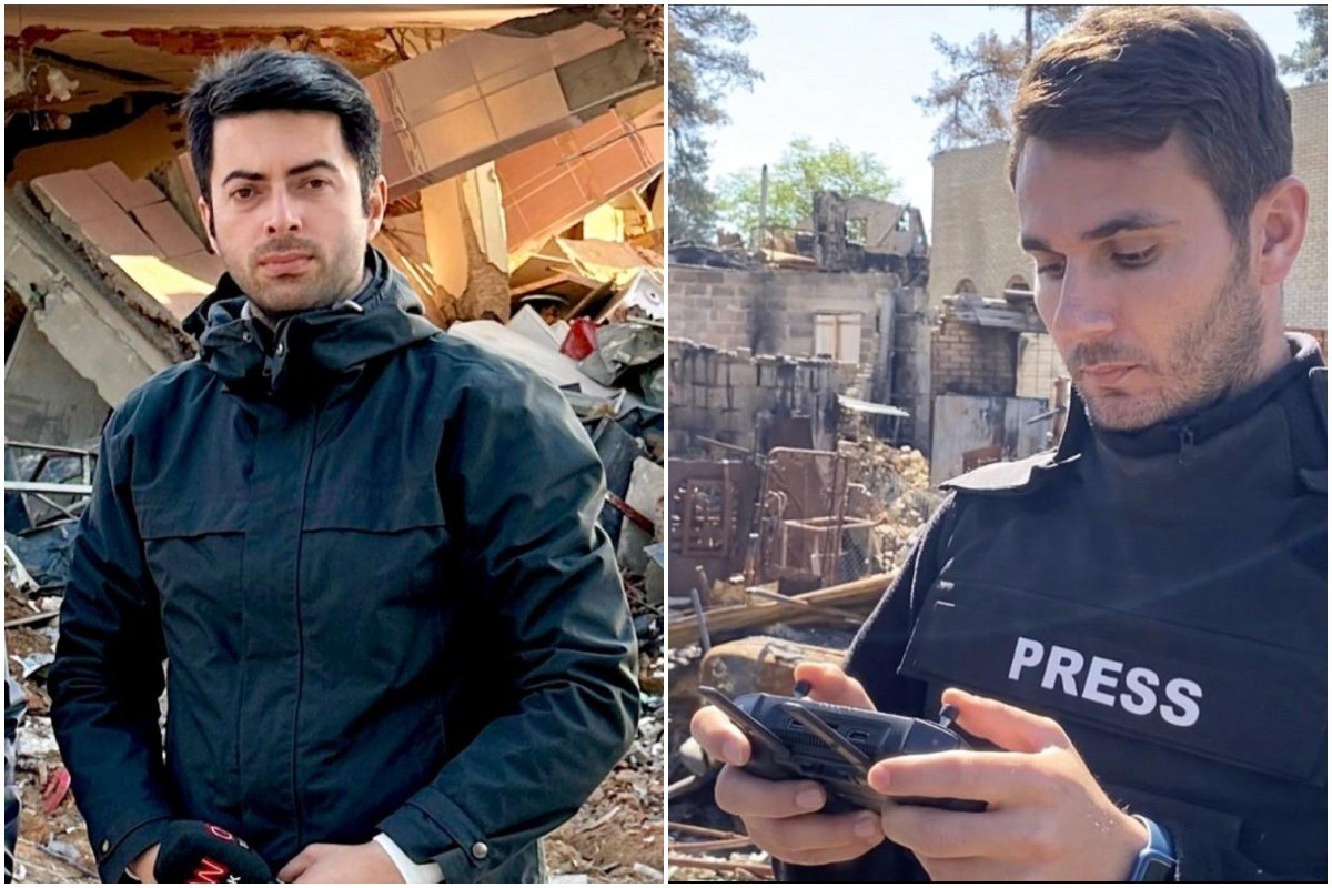 Türkiyənin CNN Türk kanalının müxbiri Emrah Çakmak və operator Halil Kahraman