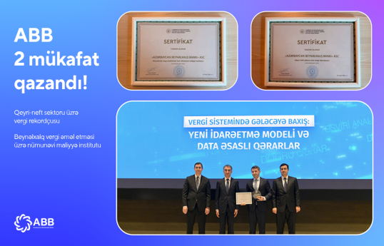ABB Dövlət Vergi Xidmətinin 2 mükafatını qazanıb