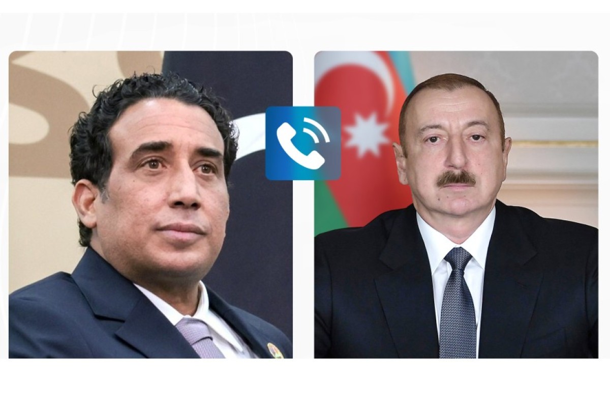 Liviya Dövləti Prezident Şurasının Sədri Məhəmməd Yunis Əl-Mənfi, Azərbaycan Respublikasının Prezidenti İlham Əliyev