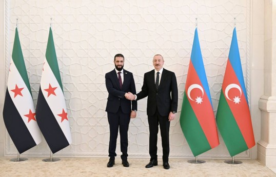 Suriya Ərəb Respublikasının keçid dövrü Prezidenti Əhməd Əl Şaraa, Azərbaycan Respublikasının Prezidenti İlham Əliyev
