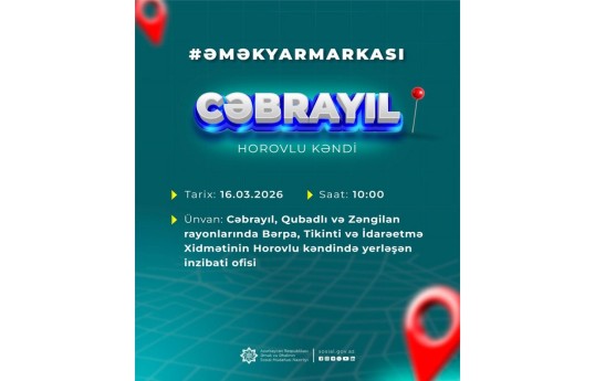 Cəbrayılın Horovlu kəndində əmək yarmarkası keçiriləcək
