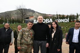 Prezident Xocavəndin Xanoba kəndində fərdi evlərin və infrastrukturun bərpa işləri ilə tanış olub - FOTO  - YENİLƏNİB 