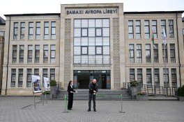 Prezident İlham Əliyev Şamaxı Avropa liseyinin yeni binasının açılışında iştirak edib
