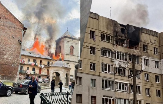 Rusiya Lvovda yaşayış binalarına zərbələr endirib, yaralananlar var
