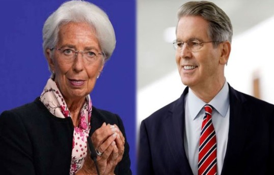 Avropa Mərkəzi Bankının rəhbəri Kristin Laqard və ABŞ maliyyə naziri Skott Bessent