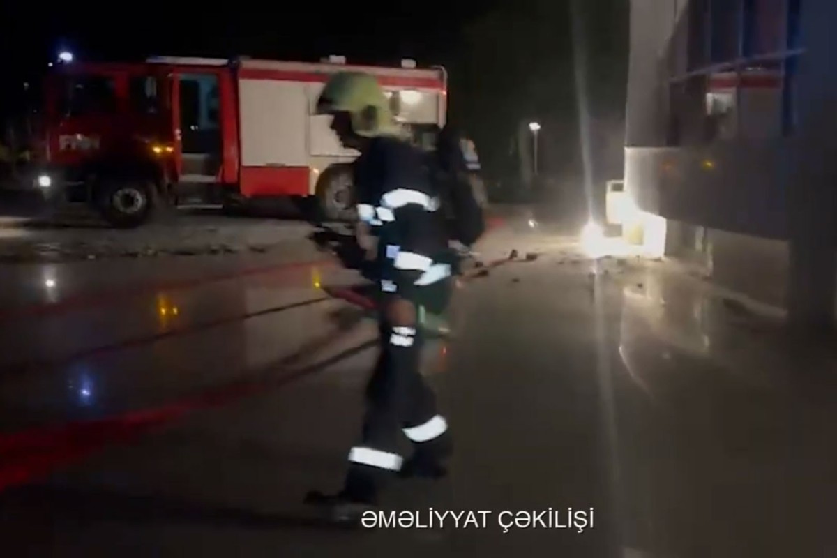 Mingəçevirdə hoteldə yanğın baş verib - VİDEO 