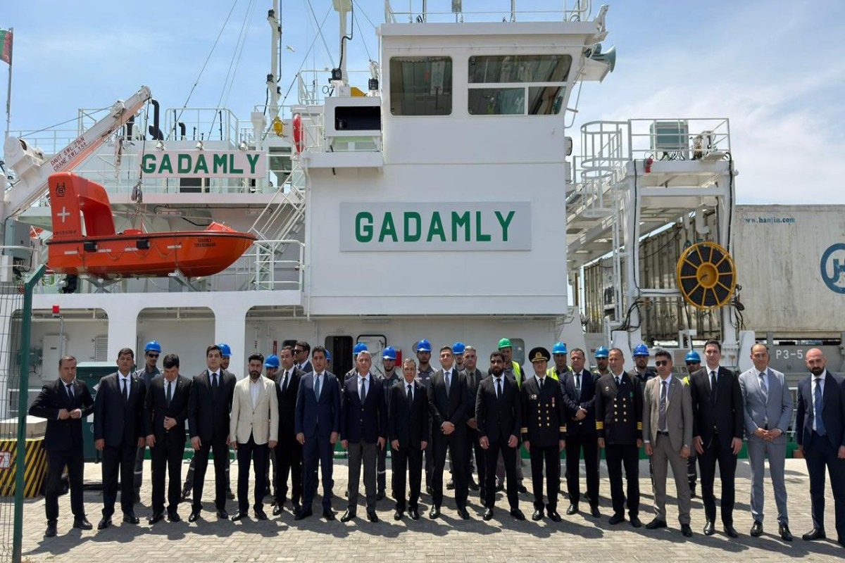 Bakı Dəniz Limanında Türkmənistanda inşa edilmiş “Gadamly” ilk quru yük gəmisinin qarşılanma mərasimi olub - FOTO 
