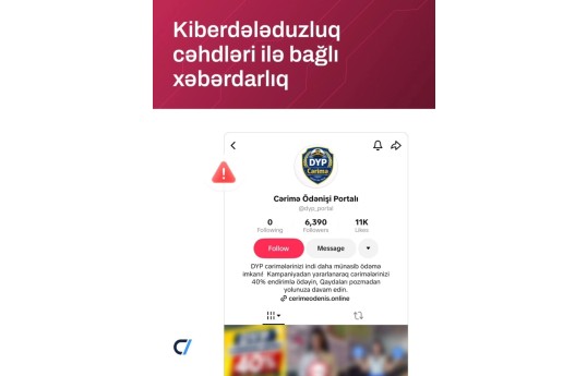 ETX kiberdələduzluq cəhdləri ilə bağlı vətəndaşlara xəbərdarlıq edib