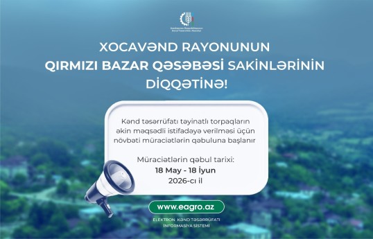 Qırmızı bazarda torpaqların istifadəsi üçün növbəti müraciət qəbuluna başlanılır