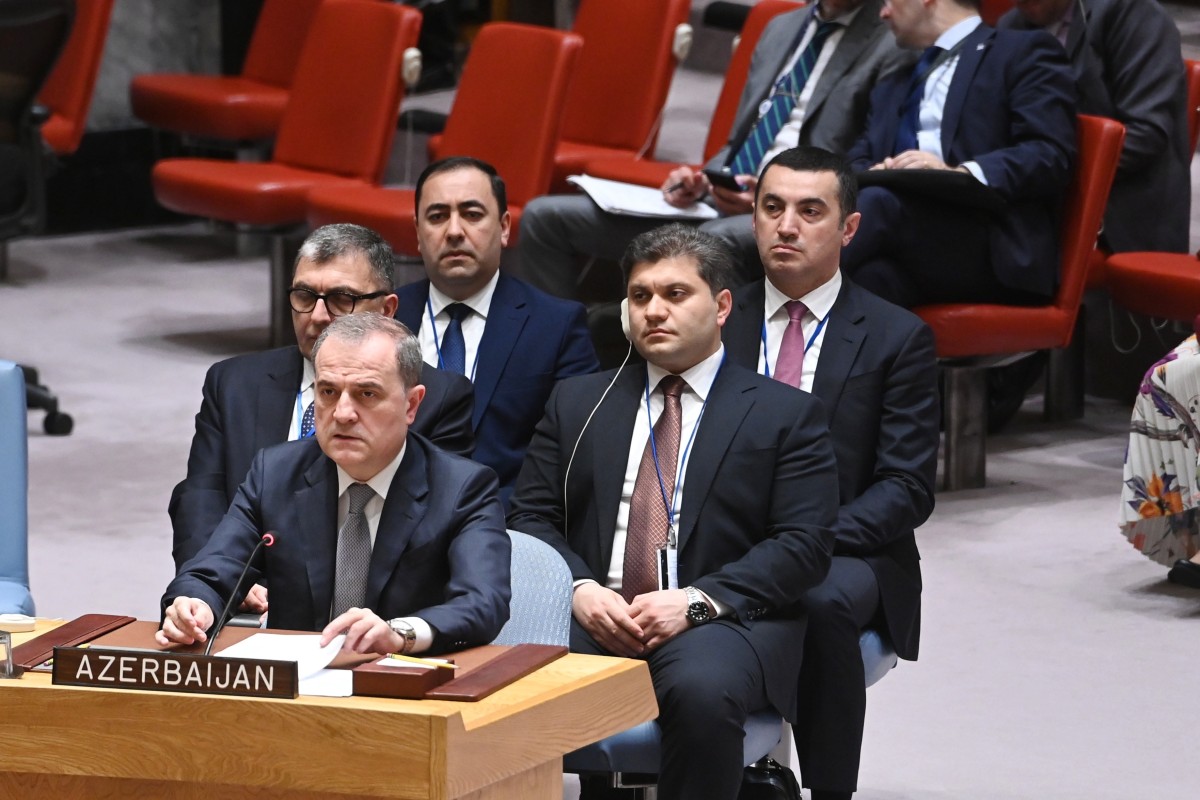Ceyhun Bayramov BMT Təhlükəsizlik Şurasının açıq debatında çıxış edib - FOTO 