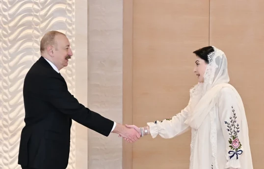 Azərbaycan Respublikasının Prezidenti İlham Əliyev və Pakistan İslam Respublikasının Pəncab əyalətinin Baş naziri Məryəm Nəvaz Şərif