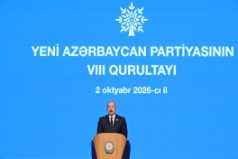 Yeni Azərbaycan Partiyasının VIII Qurultayı keçirilir, Prezident çıxış edib - YENİLƏNİB-1