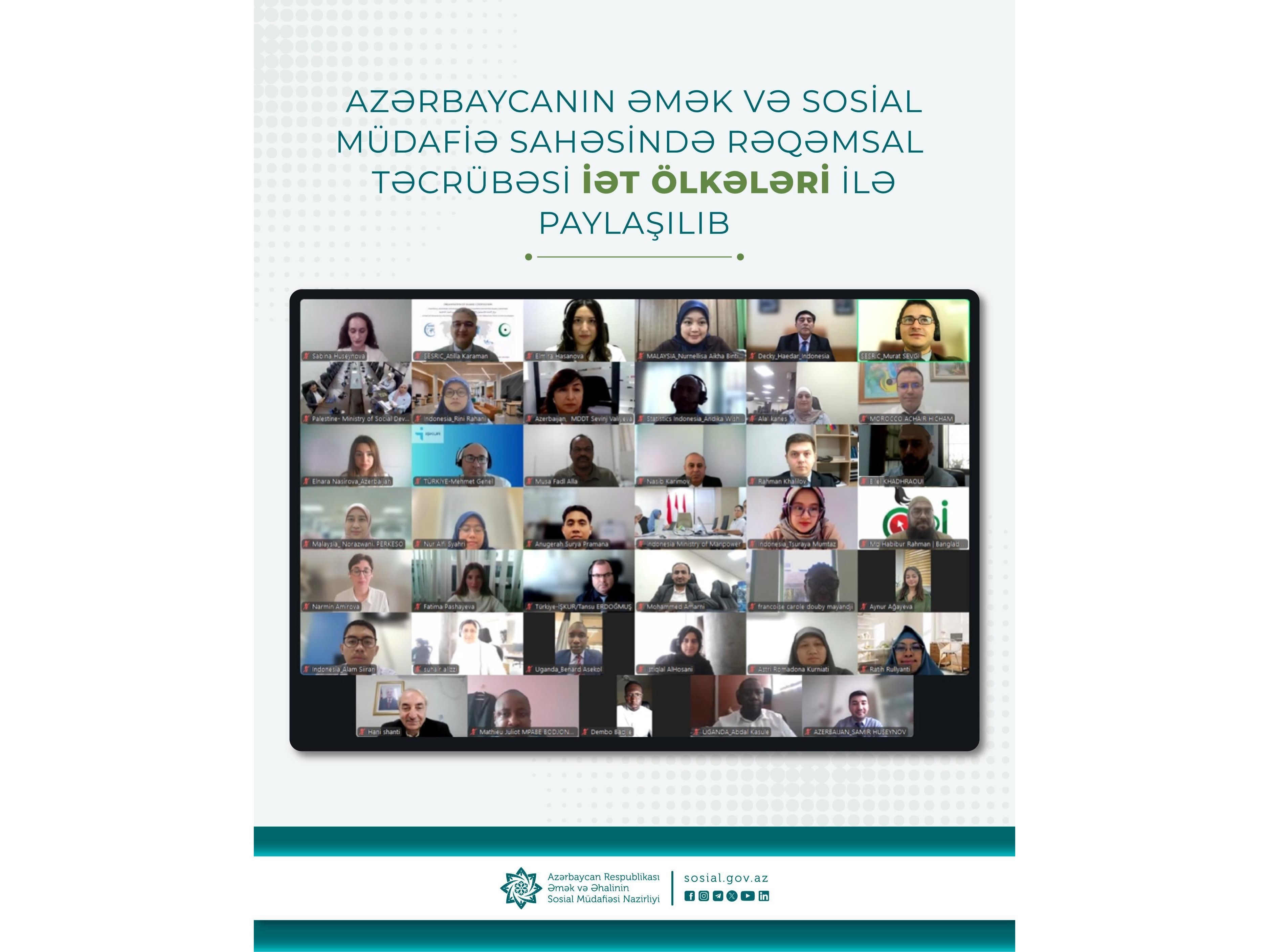 Azərbaycanın əmək və sosial müdafiə sahəsində rəqəmsal təcrübəsi İƏT ölkələri ilə paylaşılıb