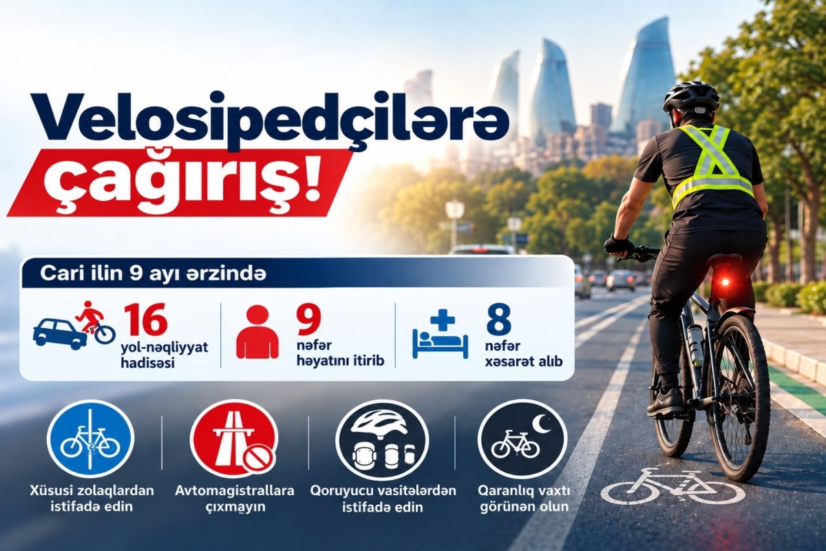 Bu il 9 velosipedçi yol qəzasında ölüb, 8 nəfər xəsarət alıb