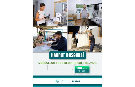 Hadruta köçürülmüş sakinlər arasında 100-dən artıq şəxsin məşğulluğu təmin edilib