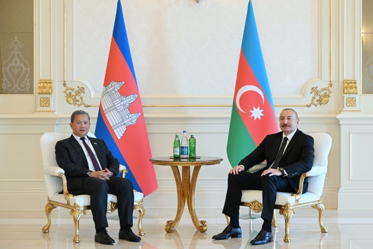 Премьер-министр Королевства Камбоджа Хун Манет и Президент Азербайджана Ильхам Алиев