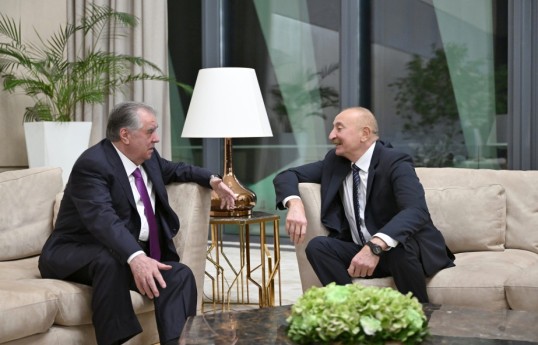 Prezident İlham Əliyev Tacikistan Prezidenti ilə görüşüb