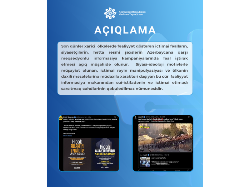 Media və Yayım Şurası Azərbaycana qarşı İran və Türkiyədən koordinasiyalı informasiya hücumlarını pisləyib