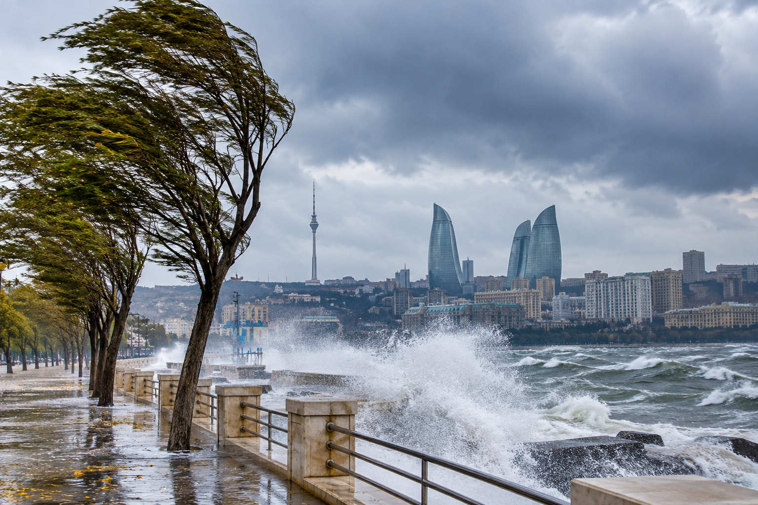 Bakıda və Abşeronda güclü küləklə bağlı narıncı xəbərdarlıq verilib