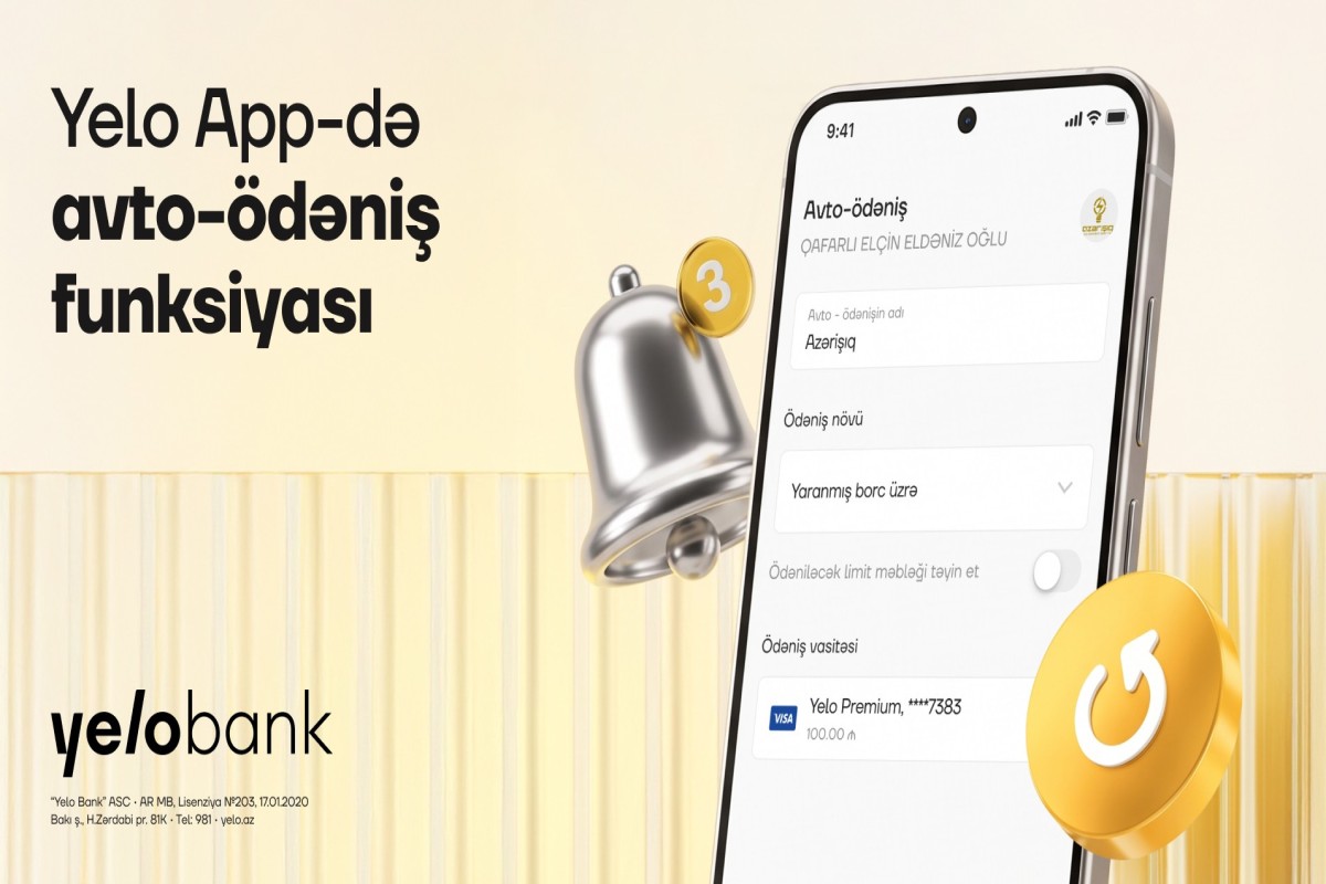 Yelo App-də avto-ödəniş funksiyası istifadəyə verilib