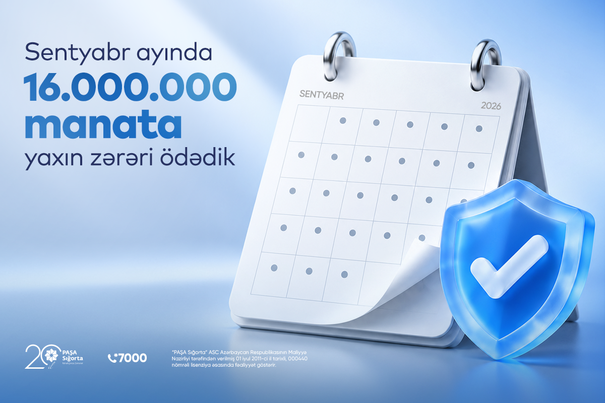 "PAŞA Sığorta" ötən ayda 16 milyon manata yaxın zərərləri qarşılayıb