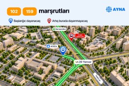 “20 Yanvar” metrostansiyası və “Şamaxinka” aralığındakı dayanacaqdan daha 4 marşrut çıxarılır