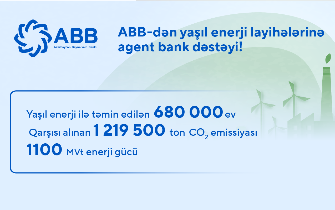 ABB-dən yaşıl enerji layihələrinə agent bank dəstəyi!