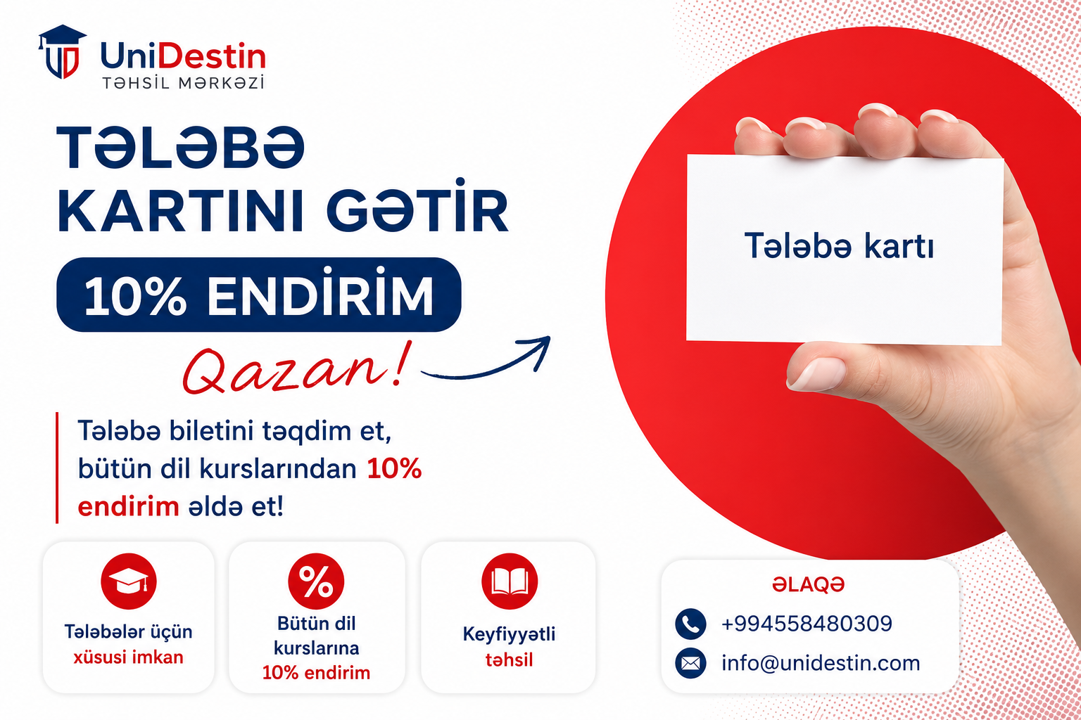 Tələbələrə şad xəbər: Dil kurslarında - 10 faiz endirim!