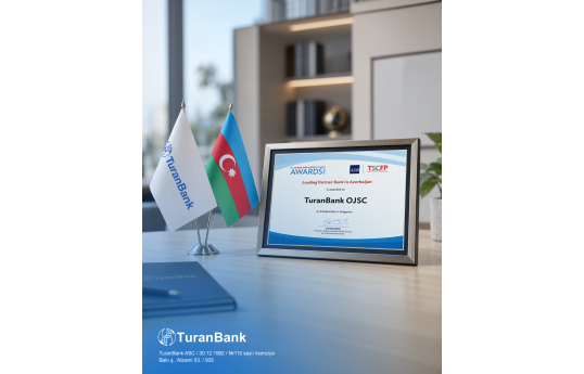 TuranBank “Azərbaycanda aparıcı tərəfdaş bank” nominasiyası üzrə beynəlxalq mükafata layiq görülüb