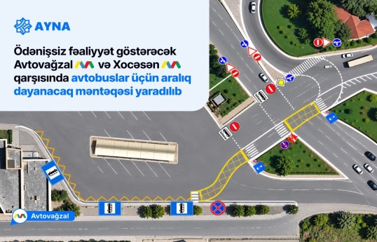“Avtovağzal” və “Xocəsən” metrostansiyalarının qarşısında avtobuslar üçün aralıq dayanacaq məntəqəsi yaradılıb