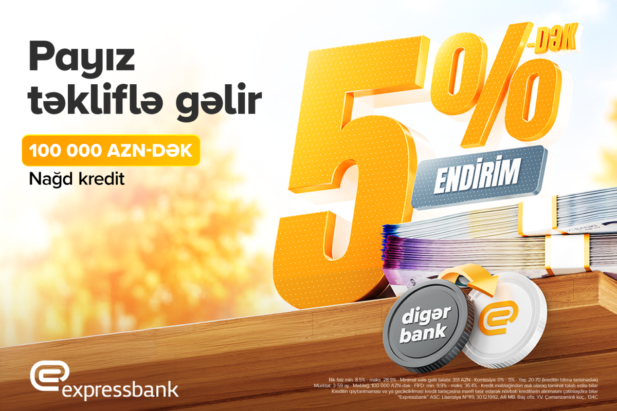 100 000 AZN-dək kredit 5%-dək endirimlə - <span class="red_color">EXPRESSBANK