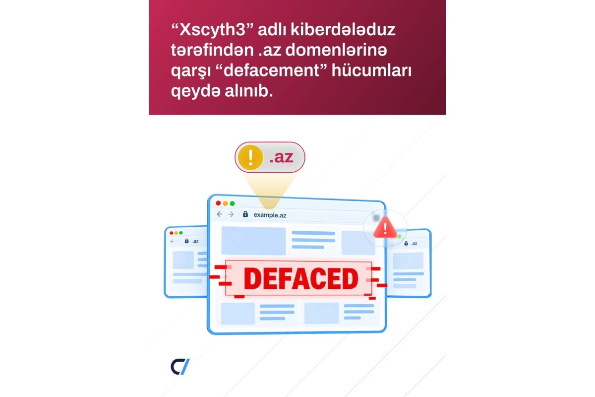 “Xscyth3” adlı kiberdələduz tərəfindən ".az" domenlərinə qarşı “defacement” hücumları qeydə alınıb