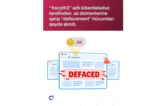 “Xscyth3” adlı kiberdələduz tərəfindən ".az" domenlərinə qarşı “defacement” hücumları qeydə alınıb