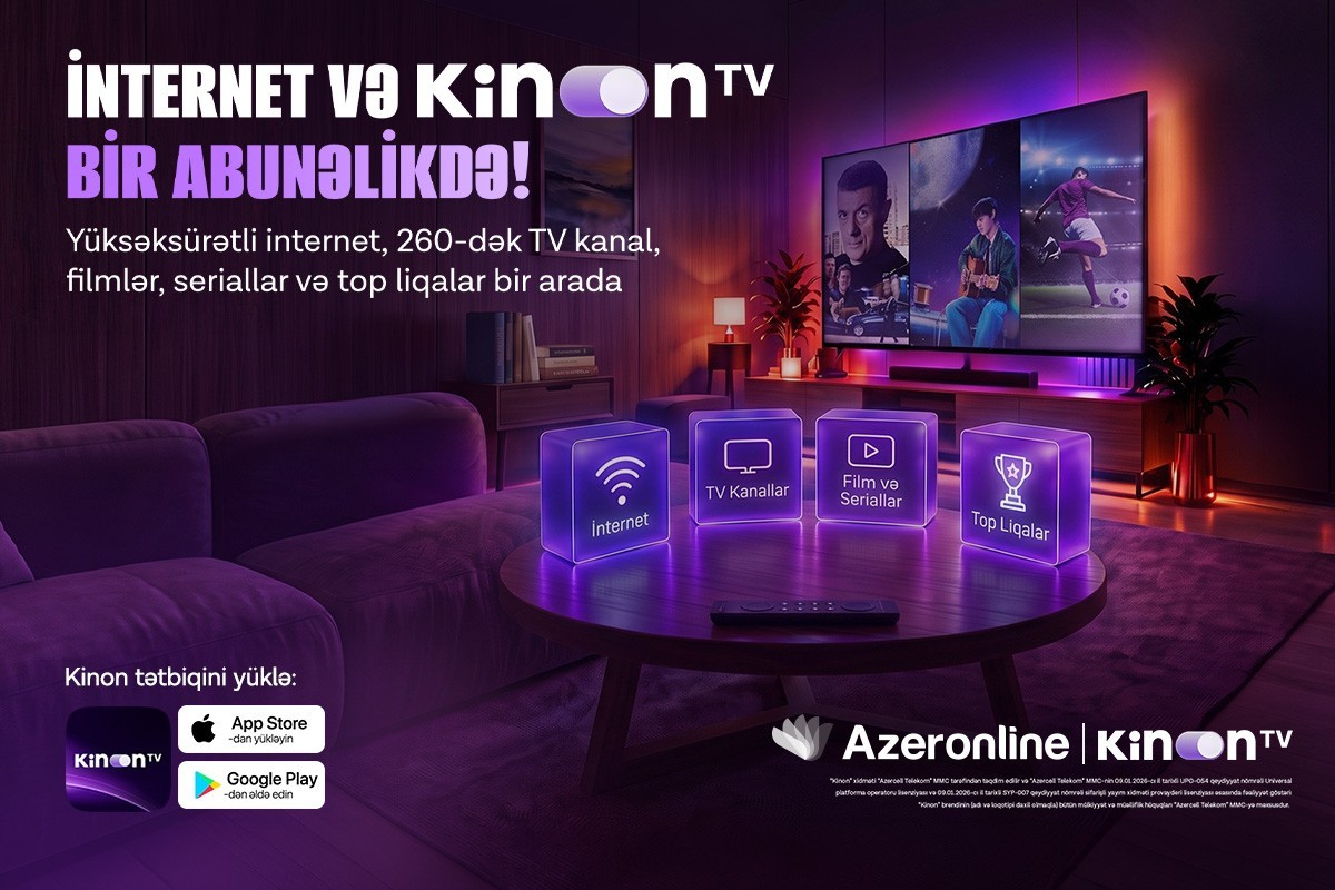 Sürətli internetlə daha çox əyləncə: “Azeronline” abunəçilərinə “Kinon TV” xidmətindən istifadə imkanı təqdim edir
